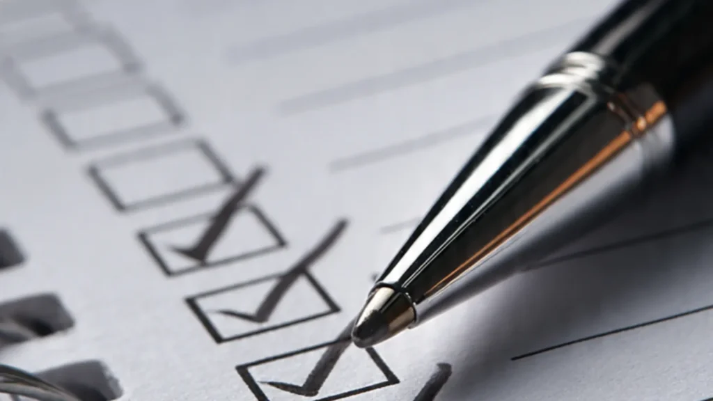 Checklist with pen