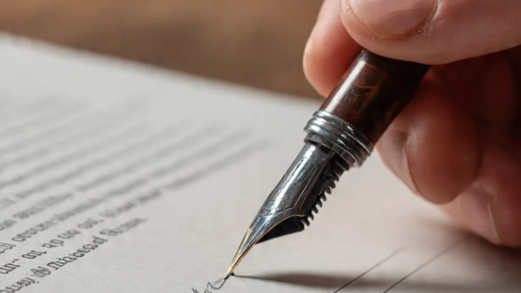 Professional reference letter being signed