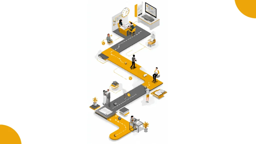 Timeline graphic showing course application process from conditional offer to final acceptance