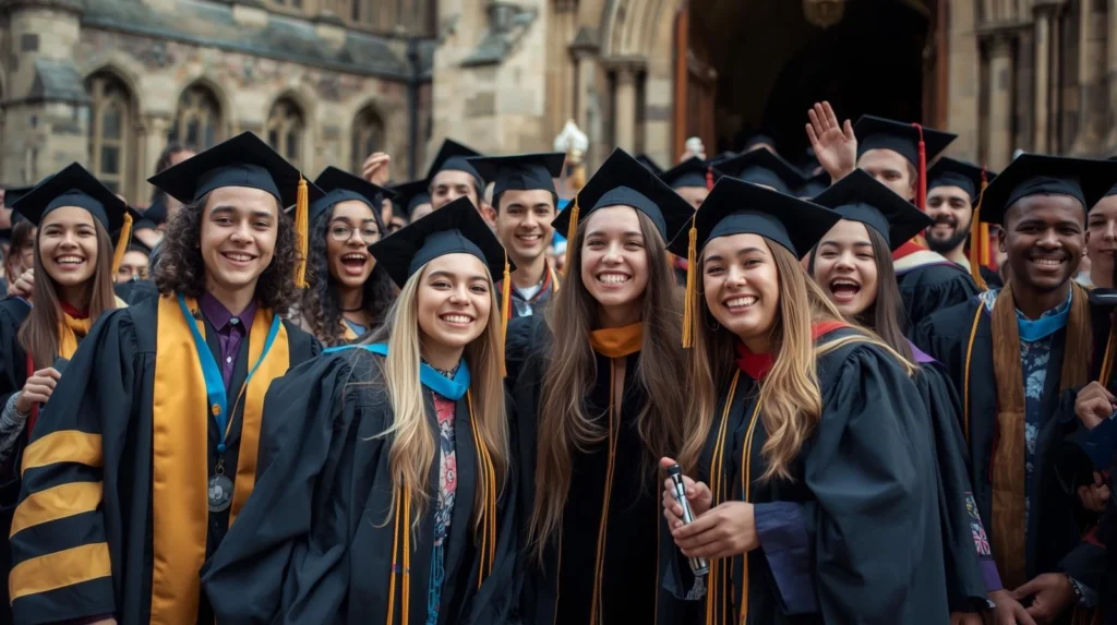 UK Government Scholarships: Your Complete Guide to Studying in Britain for Free 2 Diverse group of international scholarship students at UK university graduation ceremony