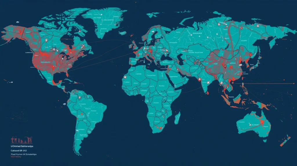 UK Government Scholarships: Your Complete Guide to Studying in Britain for Free 3 Map showing global reach of UK government scholarships across continents