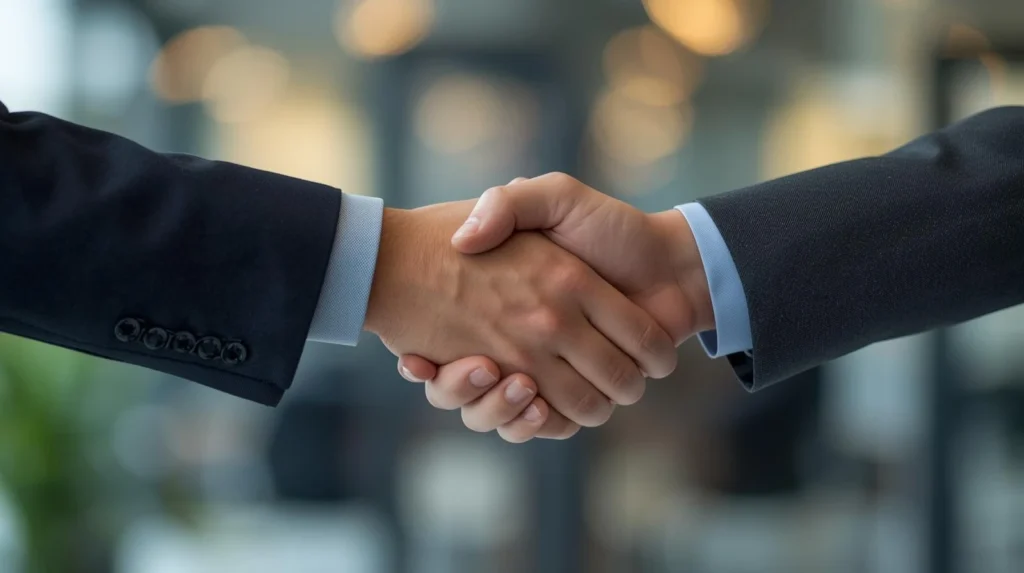 Professional handshake after interview