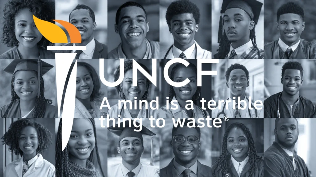 Collage of UNCF scholarship recipients in various fields — nursing engineering law