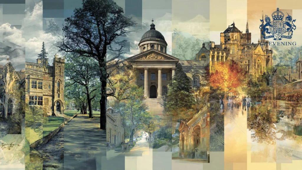 Collage of university campuses — Oxford Harvard Humboldt Berlin University of Toronto