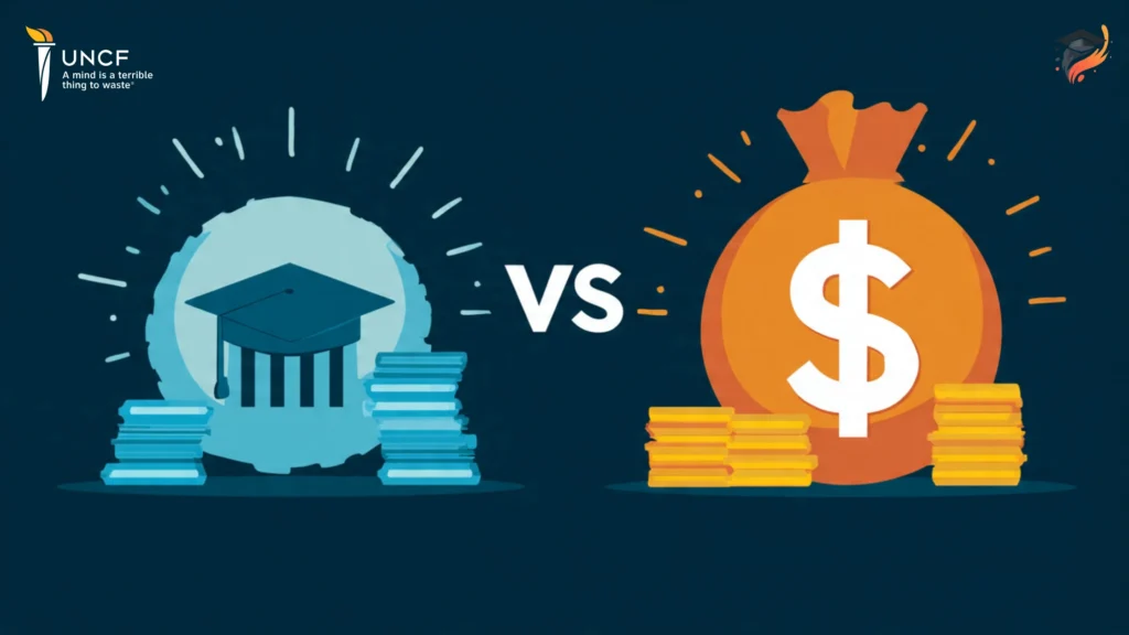 Graphic showing comparison of scholarship funding amounts across organizations