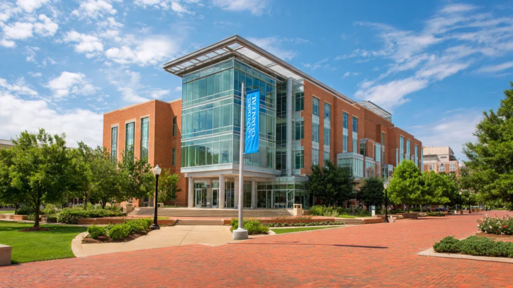 ODU campus in Norfolk VA — Webb Center exterior on a bright summer day