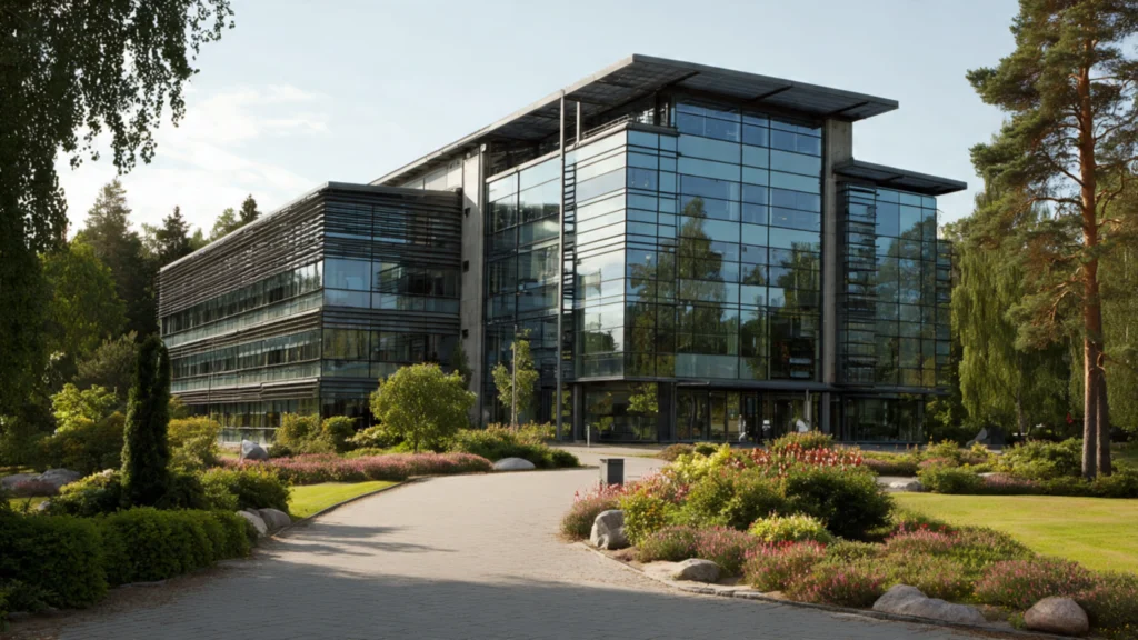 SEI Stockholm HQ exterior modern office building surrounded by green spaces