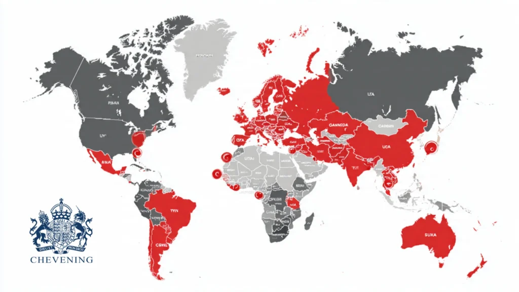 World map with scholarship destination countries highlighted USA UK Germany Canada Australia Japan